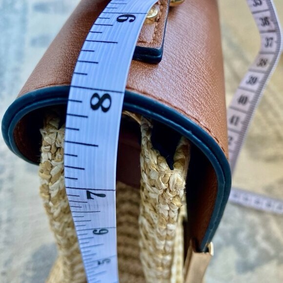 Dune London Chestnut Vegan Leather Raffia Handbag - Picture 8 of 9